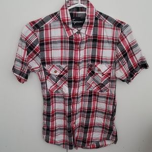 Topman Short sleeve plaid button down shirt